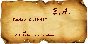 Bader Anikó névjegykártya